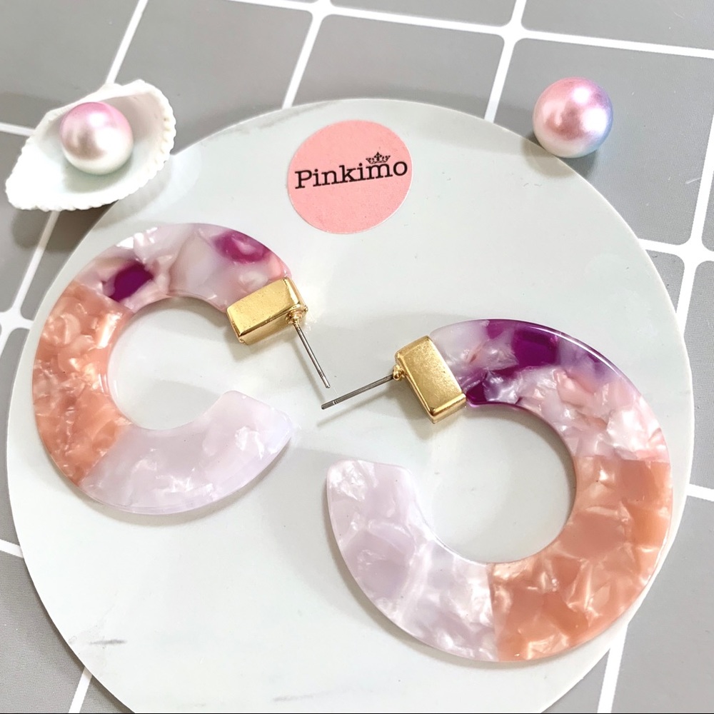 'C' Shape Acrylic Earrings - Picture 2 of 5